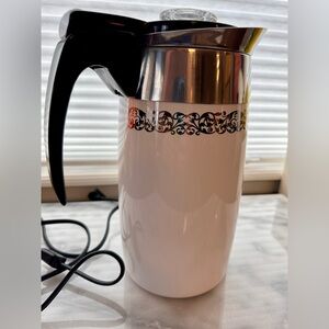 Vintage Corningware Perculator Rare 10-cup White with Silver Filigree New!